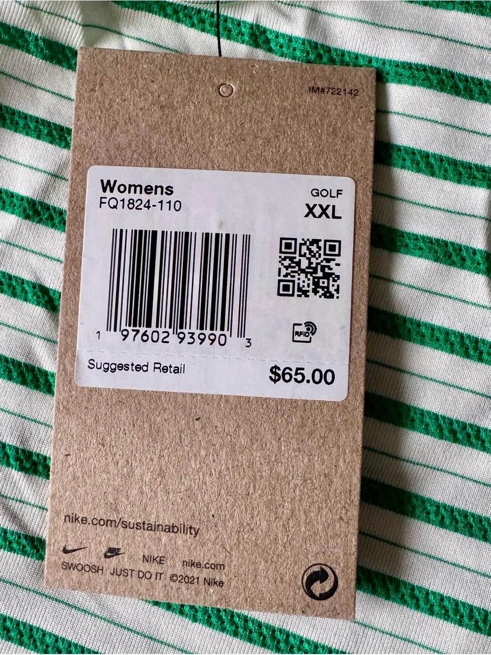 NWT Nike Women's Dri-Fit Victory Sleeveless Green Striped Golf Polo Size XXL